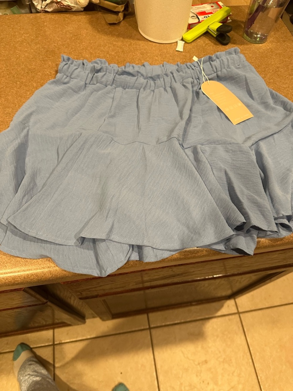 Light Blue Ruffled Mini Skort